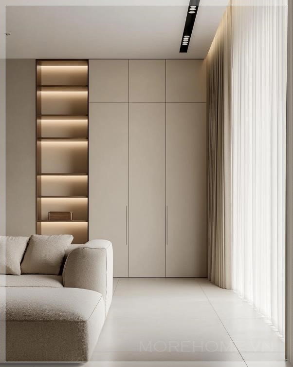 Phòng thay đồ tối giản trong căn hộ hiện đại